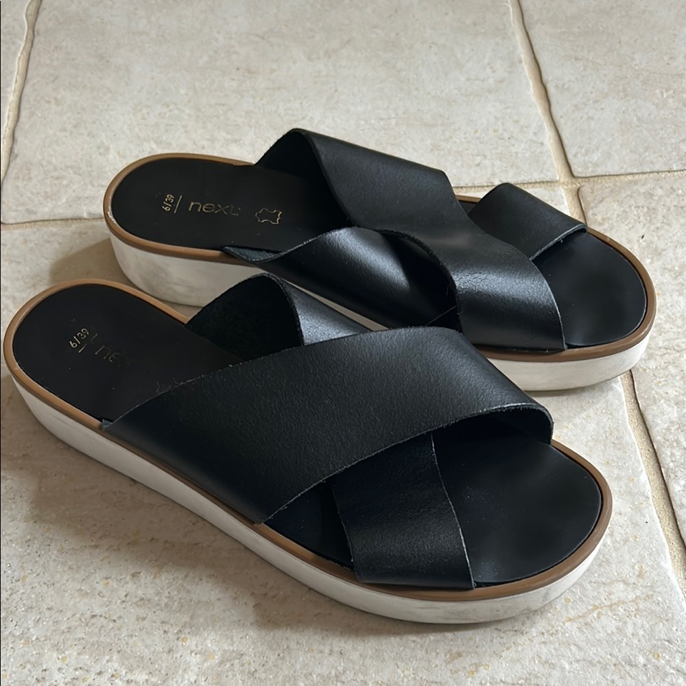 Next Black Cross-Strap Slide Sandals - Picture 3 of 5